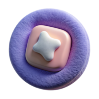 impressive abstract 3D Render Fluffy Purple Button with Pink Square and Star high resolution png