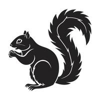 black silhouette of a squirrel positioned within a circular frame. vector