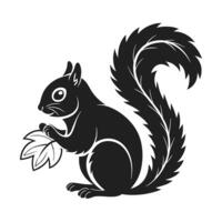 A stylized, black silhouette of a squirrel, set against a plain white background. vector