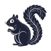 A simple, elegant, and stylized black silhouette of a squirrel against a light gray background. vector
