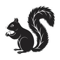 Stylish Black Silhouette of a Squirrel A simple, elegant, and stylized black silhouette of a squirrel against a light gray background. vector