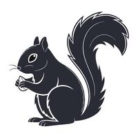 A stylized, black silhouette of squirrel is presented against a light gray background. vector
