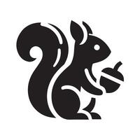 A simple, stylized, and elegant black silhouette of a squirrel. vector