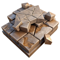 Shattered Stone Surface 3D Render of Cracked Blocks png