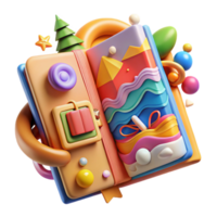vibrant contemporary Whimsical 3D Book Colorful Adventure high resolution png