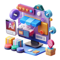 vibrant creative AI-Powered Online Store E-commerce, Shopping, Digital Marketing, Artificial Intelligence, Sales, Customer Reviews, Delivery, Interface Design, UIUX, Online Retail authentic png