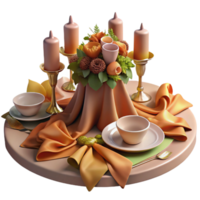 serene vintage Autumn Table Setting with Candles and Flowers authentic png