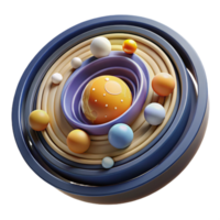 beautiful minimalist Abstract Cosmic Sphere 3D Render of Orbits and Planets high resolution png