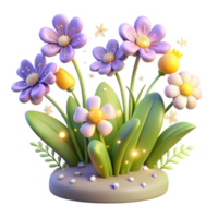 elegant classic Enchanted 3D Flower Garden Blooming Springtime Scene authentic png