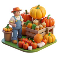 Autumn Harvest Farmer and Fall Vegetables png