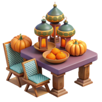 Autumn Harvest Table Setting with Lanterns png