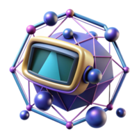 Retro Tech Network 3D Render of Futuristic Gadget png