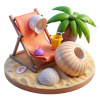 wonderful abstract Relaxing Beach Scene 3D Render of Summer Vacation original png