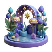 magnificent traditional Enchanted 3D Fantasy Garden Magical Mushrooms, Lights, and Plants authentic png