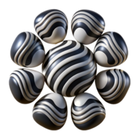 Abstract 3D Rendering Black and White Swirl Sphere Cluster png