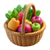 elegant rustic Fruit Basket Colorful Apples and Pears high resolution png