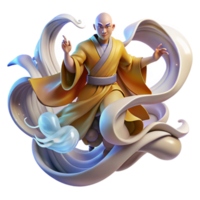 Monk in Flowing Robes 3D Render of Spiritual Figure png