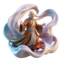 elegant rustic Serene Monk in Flowing Robes 3D Render authentic png