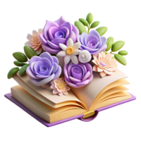 magnificent abstract Floral Book A Bouquet of 3D Roses and Flowers authentic png