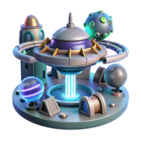 Futuristic Space Station 3D Render png