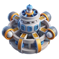 elegant rustic Futuristic Space Station 3D Render of a Rotating Orbital Habitat high resolution png