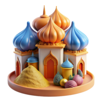 extraordinary contemporary Whimsical Palace 3D Render of Fictional Architecture high quality png