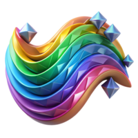 elegant artistic Rainbow Wave Abstract Art 3D Render of Colorful, Geometric Design authentic png