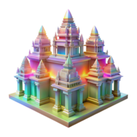 vibrant abstract Iridescent Temple 3D Render of Architectural Design 4K png