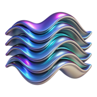 vibrant artistic Abstract iridescent wave pattern, 3D render high quality png