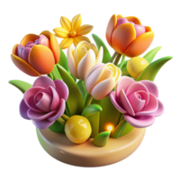serene rustic Vibrant Spring Flowers in a Pot high resolution png