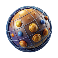wonderful artistic Abstract 3D Sphere with Colorful Buttons and Geometric Design detailed png