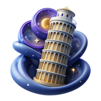 Night Sky Tower 3D Render of Iconic Architecture png