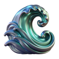 extraordinary abstract Abstract Ocean Wave 3D Render of Iridescent Curl high resolution png