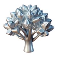 Abstract Metallic Tree 3D Render of Geometric Foliage png