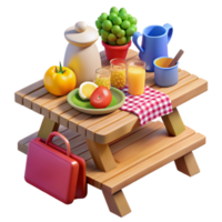 wonderful artistic Picnic Table with Summer Fruits, Drinks Lunchbox authentic png