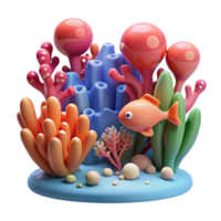 serene contemporary Vibrant Coral Reef 3D Render Underwater Scene authentic png