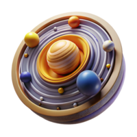 Abstract Planetary System 3D Render of Orbits and Planets png