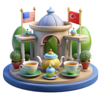 magnificent rustic Tea Time Pavilion A 3D Render of Tranquil Tea Ceremony high resolution png