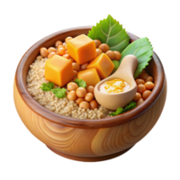 elegant rustic Couscous Bowl with Soybeans, Cubes, and Sauce original png