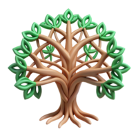 vibrant artistic Abstract Tree of Life 3D Render of Intertwined Branches and Leaves 4K png