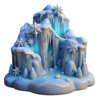 Enchanted Winter Wonderland 3D Ice Cave with Snowflakes png