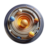 Abstract Circular Planetary System 3D Render of Orbits and Spheres png