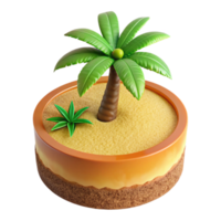 vibrant rustic Tropical Island Paradise 3D Render of Palm Tree and Sand high resolution png