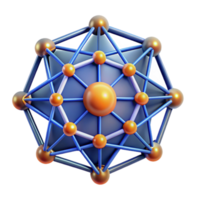 Abstract 3D Network Interconnected Nodes and Bonds png