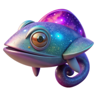 wonderful minimalist Cosmic Chameleon Galaxy Creature 3D Render high resolution png