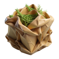 abstrato 3d render plantas dentro uma bege, esculpido recipiente png