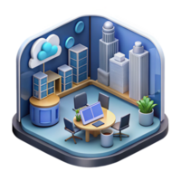 Cloud Computing Modern Office Workspace Visualization png
