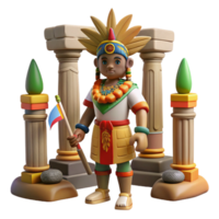 vibrant artistic 3D Render of Indigenous Person with Columns detailed png