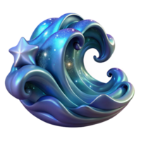 elegant minimalist Cosmic Wave 3D Render of Starry Ocean high resolution png