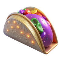 Glowing Taco with Colorful Filling png